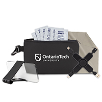 7 pcs Mobile Tech Charging Kit in Black Mesh Zipper Pouch